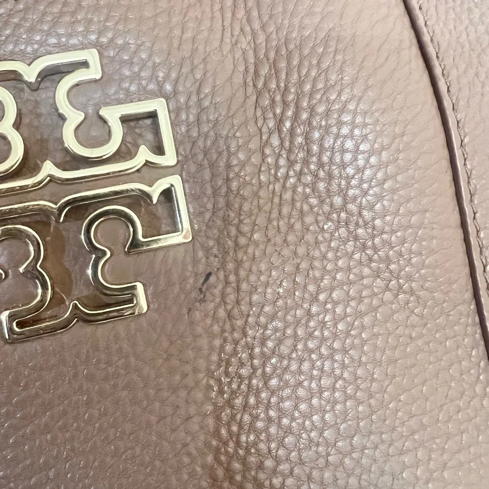 Tory Burch Britten Leather tan‎ brown Large Backpack  classic casual work